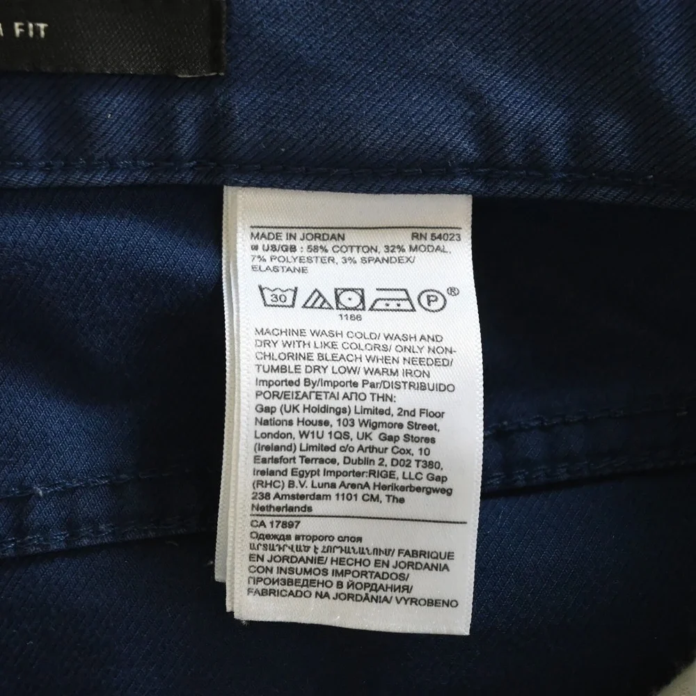 Banana Republic 34x32 Traveler Slim 5 Pocket Royal Blue Stretch Denim Mens Jeans